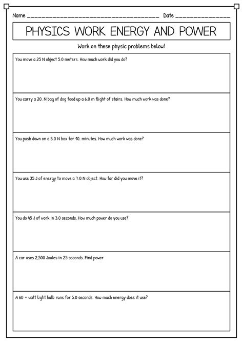 Image result for TPT Work and Power Worksheet