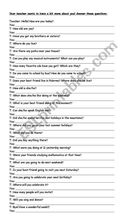 ESL Interview Worksheet 的图像结果