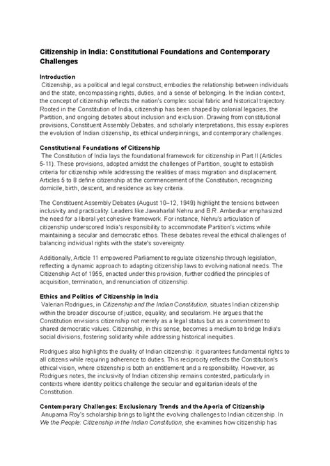 DSE GE Indian Constitution: Key Debates on Citizenship & UCC - Studocu