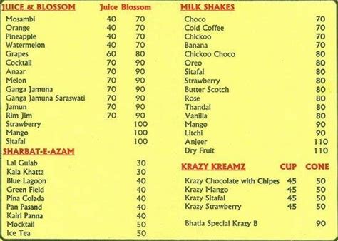 Menu at Krazy Kreamz, Mumbai, Behind Vakola Church, Opposite Bhatia ...