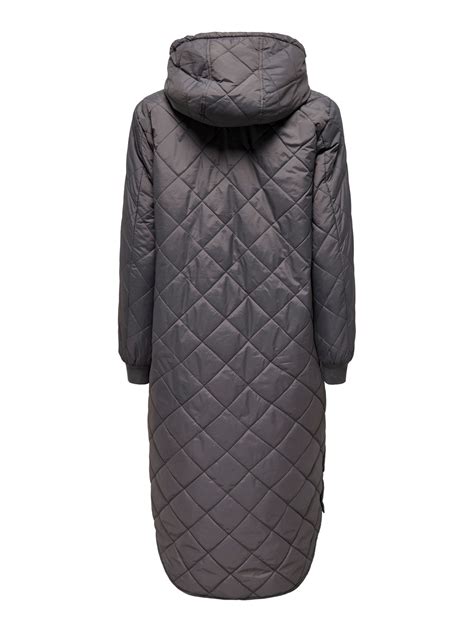 Long quilted coat | Dark Grey | ONLY®