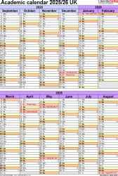 Academic calendars 2025/26 UK - free printable Word templates
