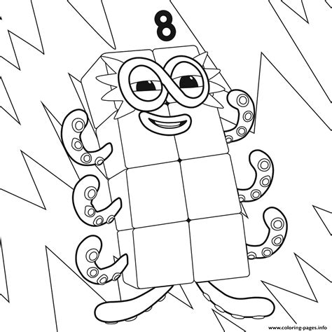 Number Blocks Coloring Pages 8 Coloring Pages