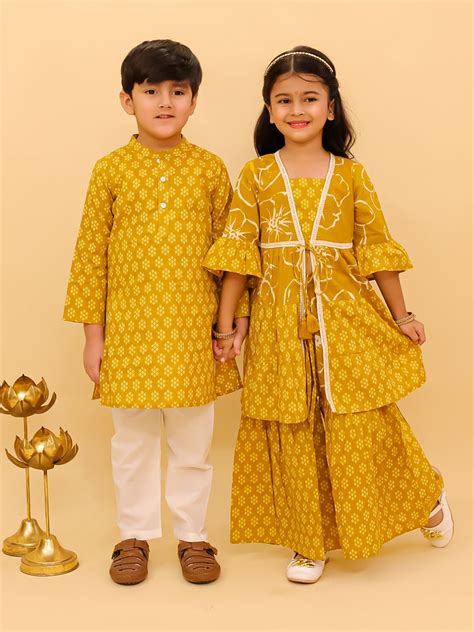 Ethnic Set - Mango Sorbet Boys Kurta Pajama and Girls Anarkali Set ...