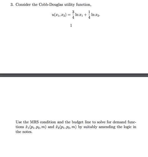 Cobb Douglas Utility Function