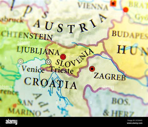 Geographic map of European country Slovenia with important cities Stock Photo - Alamy