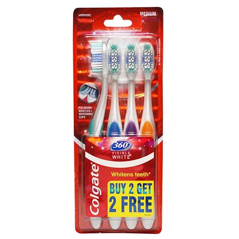 Colgate 360 Visible White Toothbrush - 4 Pcs (Buy 2 Get 2 Free ...