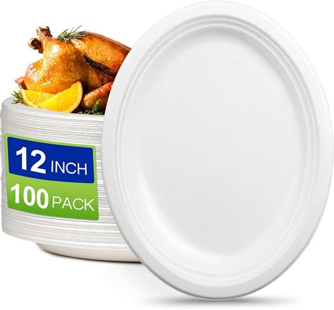 Amazon.com: EcoAvance Oval Eco Friendly Disposable Plates - Large Heavy ...