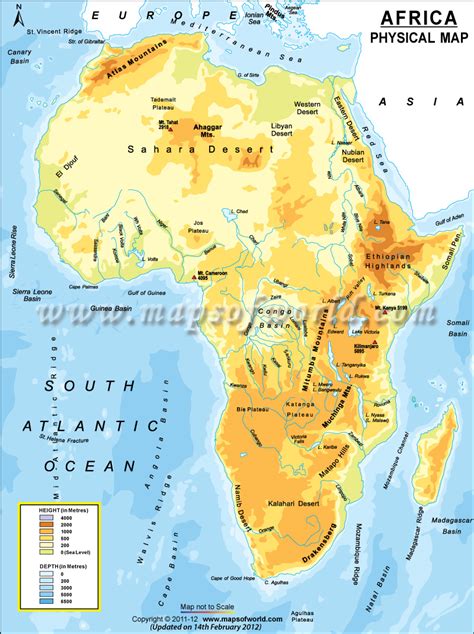 Africa Physical Map Labeled