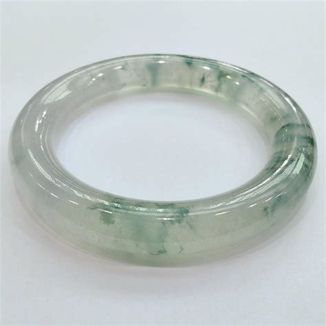 Pair of Glass Type Green Floating Flower Jadeite Jade Bangles For Sale at 1stDibs | glass jade ...