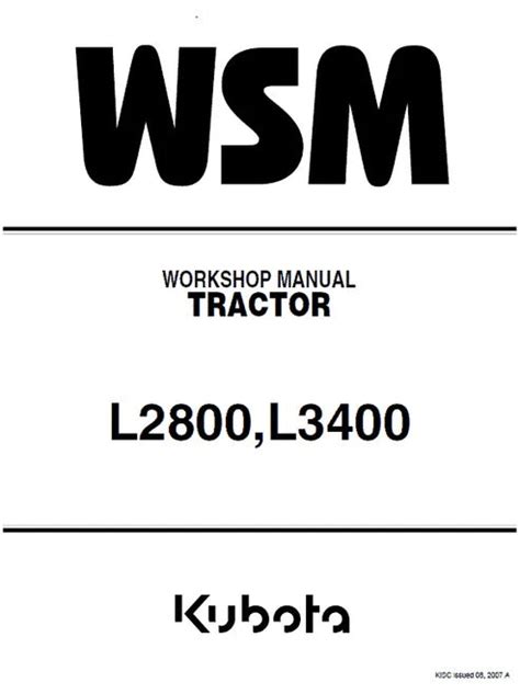 Kubota L2800, L3400 Tractor Pdf Repair and Service Manual