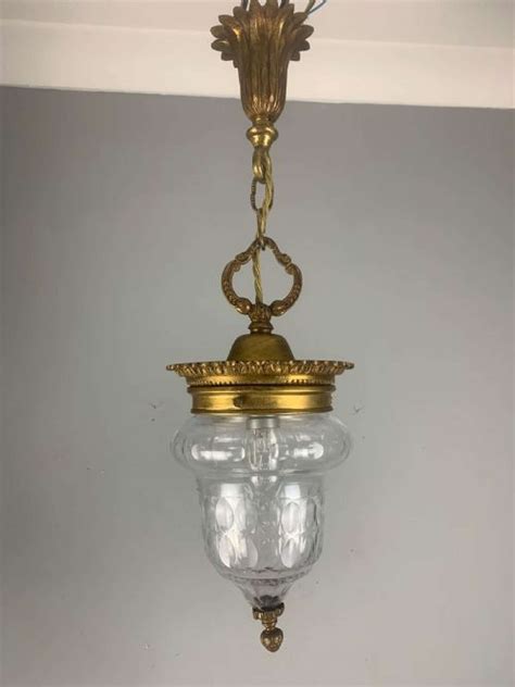 French Bronze Antique Ceiling Light, Original Shade in Antique Ceiling ...