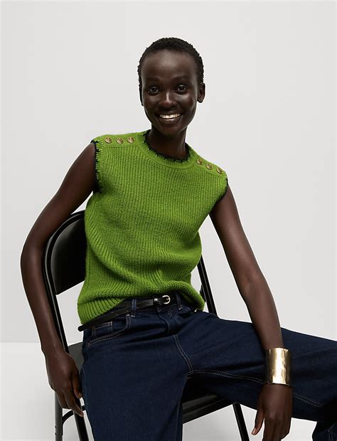 Buy Scallop Edge Button Detail Knitted Vest at Marks & Spencer