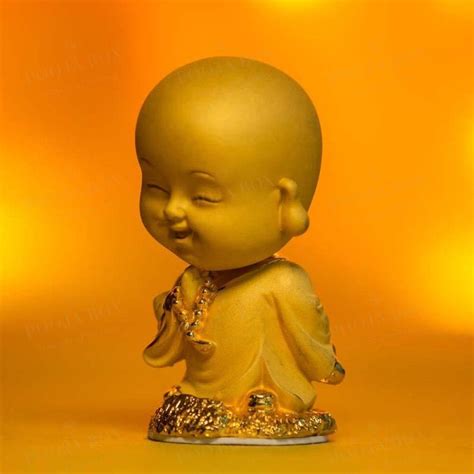 Buy Golden Baby Monk Figurine with Spring Head Online in India ...