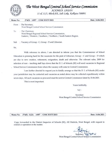West Bengal School Service Comission Recruitment 2021 Group C Group D ...