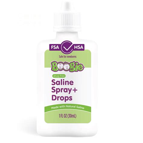 Boogie Saline Nasal Spray and Drops for Babies and Kids, Unscented, 1 ...