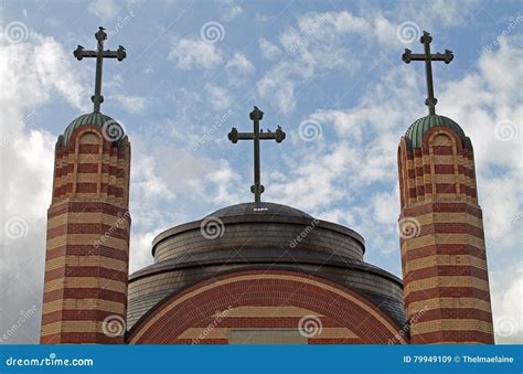 Greek Orthodox Church with Three Crosses Stock Image - Image of ...