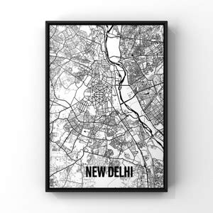 New Delhi Map Poster A2 Size Premium glossy Finish with Frame Paper ...
