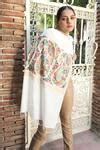 Buy White Embroidered Handwoven Floral Aari Work Stole by DUSALA Online ...