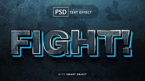 Lucha efecto de texto 3d editable | Archivo PSD Premium