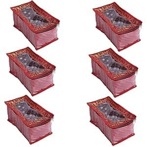 Kuber Industries (Pack of 6) Jewellery Storage Bag | Brocade Makeup Box ...