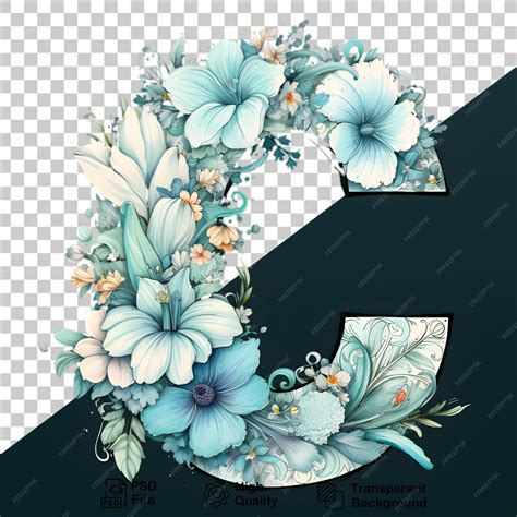 Premium PSD | Letter c with flower isolated on transparent background include png file
