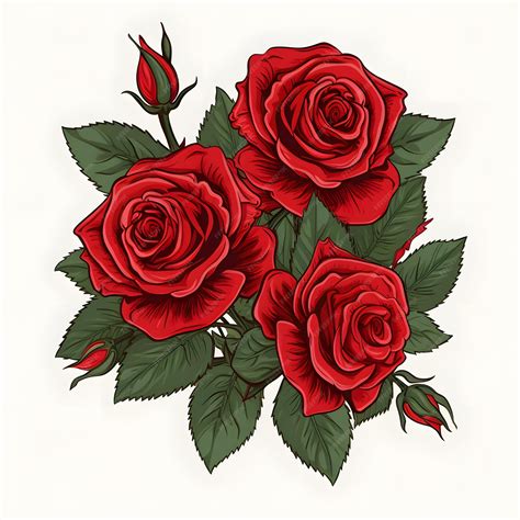 Premium Photo | Red rose clip art illustration vector art illustration ...