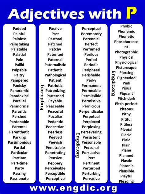 All Adjectives that Start with P (Sorted List) - EngDic