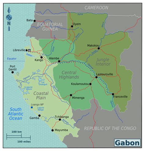 Large regions map of Gabon | Gabon | Africa | Mapsland | Maps of the World