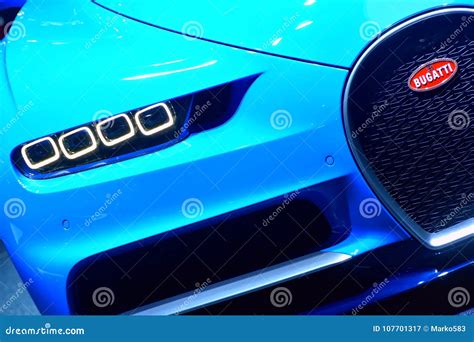 Bugatti Chiron headlight editorial photography. Image of blue - 107701317