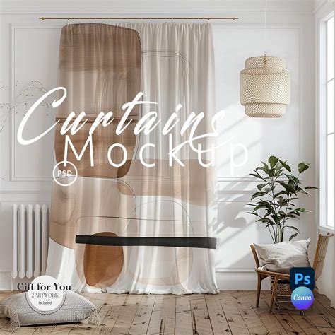 Curtain Mockup, Living Room Curtain Mock Ups,photoshop Mock Up, Drag ...