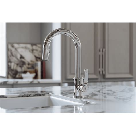 Rohl Armstrong 1.8 GPM Deck Mount Pull-Down Kitchen Faucet in Satin ...