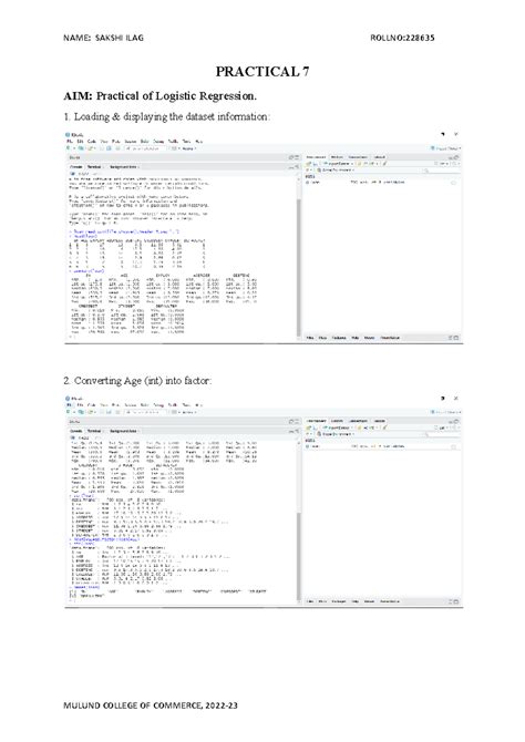 DS PRAC 7 - no additional info - PRACTICAL 7 AIM: Practical of Logistic ...