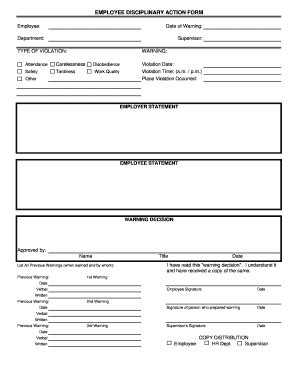 Employee Disciplinary Action Form - Fill and Sign Printable Template Online