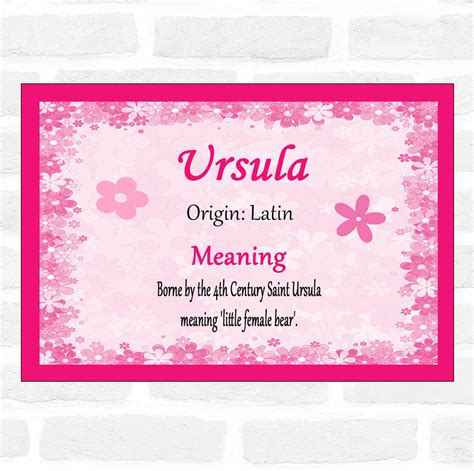 Ursula Name Meaning Pink Certificate - Party Animal Print