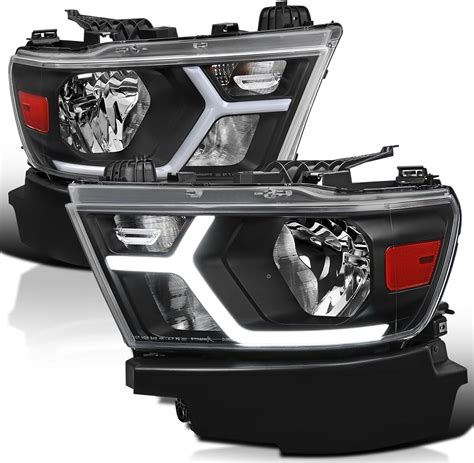 SPEC-D TUNING Black LED Tube Headlights Compatible with 2019-2024 Dodge Ram 1500, Left + Right ...