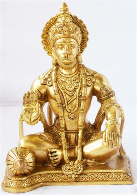 Brass Showpiece Sitting Hanuman Ji God Idol Statue - 7*5.5*9.5 Inch ...