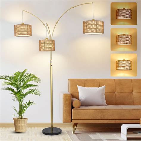 Modern Gold Floor Lamp for Bedroom, Arc Standing Lamp for Living Room ...