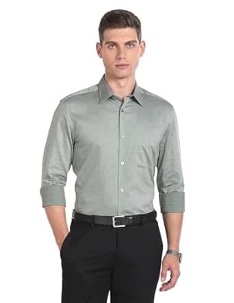 AD by Arvind Dobby Regular Fit Grey Formal Shirt : Amazon.in: Clothing ...