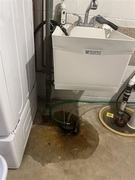 Basement floor drain overflows when the washing machine drains. I did ...