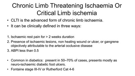 Peripheral Vascular disease / Chronic limb ischemia / CLI / Acute limb Ischemia | PPT