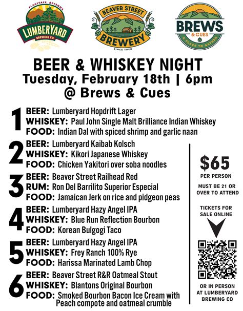 SOLD OUT - Beer and Whiskey Night Ticket - Lumberyard Brewing Co ...
