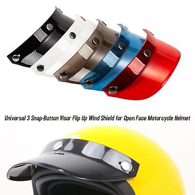 Universal 3-Snap Open Face Motorcycle Helmet Flip Up Face Visor Wind ...