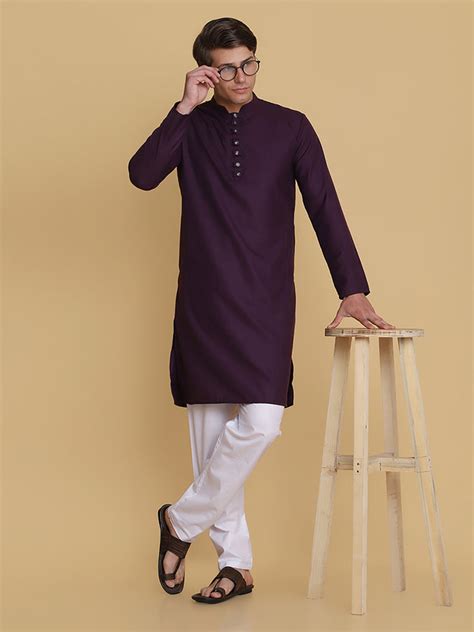 Men Purple solid Kurta – Tahvo India