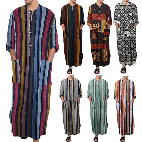 Men's Plus Size Pajamas Robes Gown Nightgown Sleepwear 1PC Stripes ...