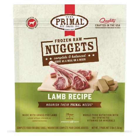 Primal Raw Nuggets Frozen Dog Food, Lamb Recipe 3lb | Pet Supermarket
