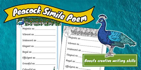 Peacock Simile Poem Template - Twinkl India