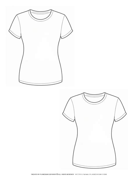 Printable Blank Woman T-Shirt Templates for Creative Learning