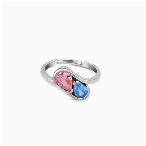 Silver Blue and Pink Stone Ring – GIVA