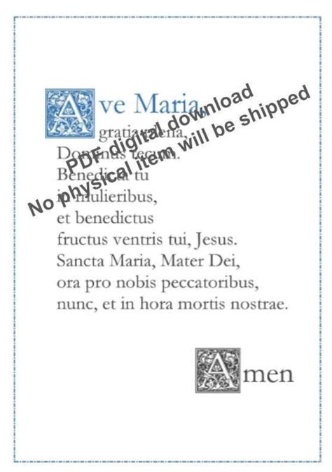 Hail Mary In Latin Printable | Fanny Printable